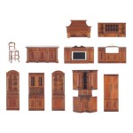 Dollhouse Walnut Kitchen by Bespaq
