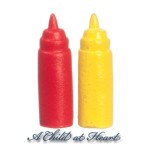 (*) Dollhouse Ketchup And Mustard Bottles