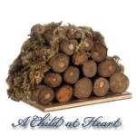 Dollhouse Fireplace Logs With Moss