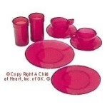 8 pc Red or Green Clear Dish Set by Chrysnbon