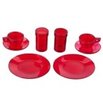 8 pc Red or Green Clear Dish Set by Chrysnbon