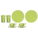8 pc Red or Green Clear Dish Set by Chrysnbon
