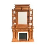 Dollhouse Walnut Victorian Fireplace
