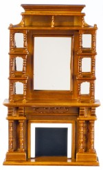 Dollhouse Walnut Victorian Fireplace