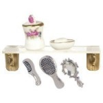 Dollhouse Plexiglass Shelf with Bath Accessories