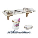 Dollhouse Plexiglass Shelf with Bath Accessories