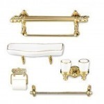 (*) 5 pc. Brass Bathroom Accessory Set