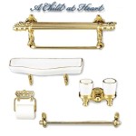 (*) 5 pc. Brass Bathroom Accessory Set