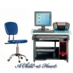 (*) Dollhouse Modern Computer Desk Set