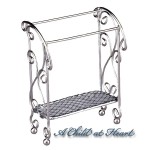 (*) Dollhouse Empty Silver Quilt/Towel Stand
