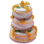 (*) White &amp; Yellow Dollhouse Wedding Cake