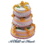 (*) White &amp; Yellow Dollhouse Wedding Cake