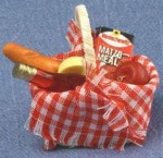 Small Dollhouse Filled Picnic Basket