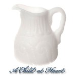 Dollhouse White Carved Pitcher