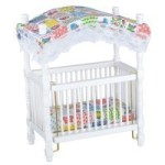 Canopy Crib, White w/ Printed Fabric