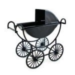 Black Dollhouse Baby Carriage