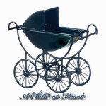 Black Dollhouse Baby Carriage
