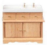 Dollhouse Oak Sink with Towel Bar