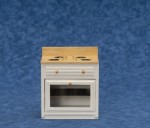(*) Dollhouse White &amp; Oak Ribbed Front Stove