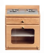 Dollhouse Oak Stove Clear Oven Door