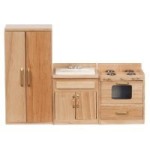 ( *Closeout* ) Dollhouse 3 Pc. Oak Kitchen Set