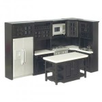 Dollhouse Black Kitchen Set