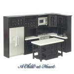 Dollhouse Black Kitchen Set