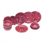 (*) 8 pc Red Enamelware Dishes