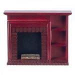 Dollhouse Mahogany Fireplace with Shelving