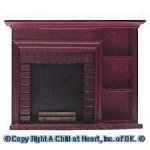 Dollhouse Mahogany Fireplace with Shelving