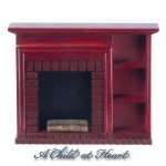 Dollhouse Mahogany Fireplace with Shelving