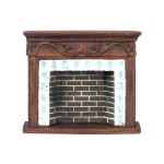 Dollhouse Brown Resin Fireplace