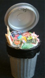 (*) Filled Dollhouse Trash Can