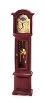 (*) Dollhouse Mahogany Quartz Grandfather Clock