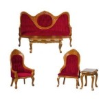 Dollhouse Burgundy Victorian Living Room
