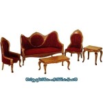 Dollhouse Burgundy Victorian Living Room