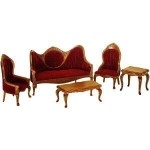 Dollhouse Burgundy Victorian Living Room