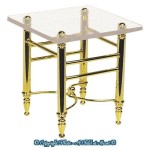 Dollhouse Brass End Table with Clear Top