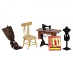 5 pc Dollhouse Sewing Room Set