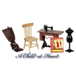 5 pc Dollhouse Sewing Room Set