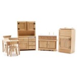 Dollhouse 6 pc Oak Kitchen Set