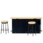 Dollhouse 1950's Retro Counter - Oak &amp; Black