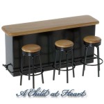 Dollhouse 1950's Retro Counter - Oak &amp; Black