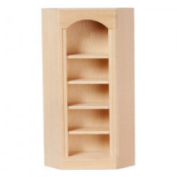 Dollhouse Unfinished Corner Bookcase with Angled Sides