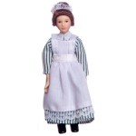 Porcelain Maid Doll in Blue/Green &amp; White