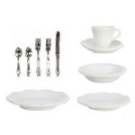 4 Sets of Dollhouse Dinnerware &amp; Silverware (Kit)- Choice of Color -