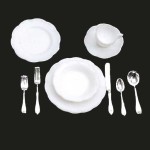 4 Sets of Dollhouse Dinnerware &amp; Silverware (Kit)- Choice of Color -
