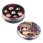 (*) Dollhouse Holiday Tins - Round- Choice of Style &amp; Filled or Not -