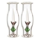 2 Candlesticks w/ Hurricane Shades