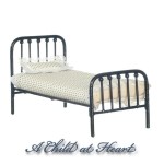 (*) Dollhouse Single Black or White Metal Bed
